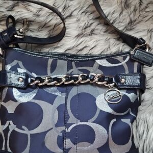 Coach Blue and Metallic Shoulder Bag